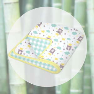 Bamboo Baby Blanket - Royal Bear With Checks