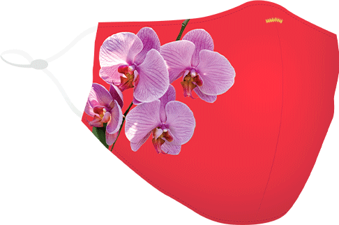 Printed - Red Orchid 4 *New Contoured Mask Design*