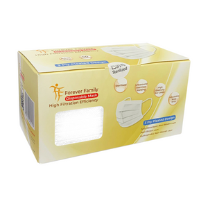 Adult Size: White 3 Ply Disposable Mask